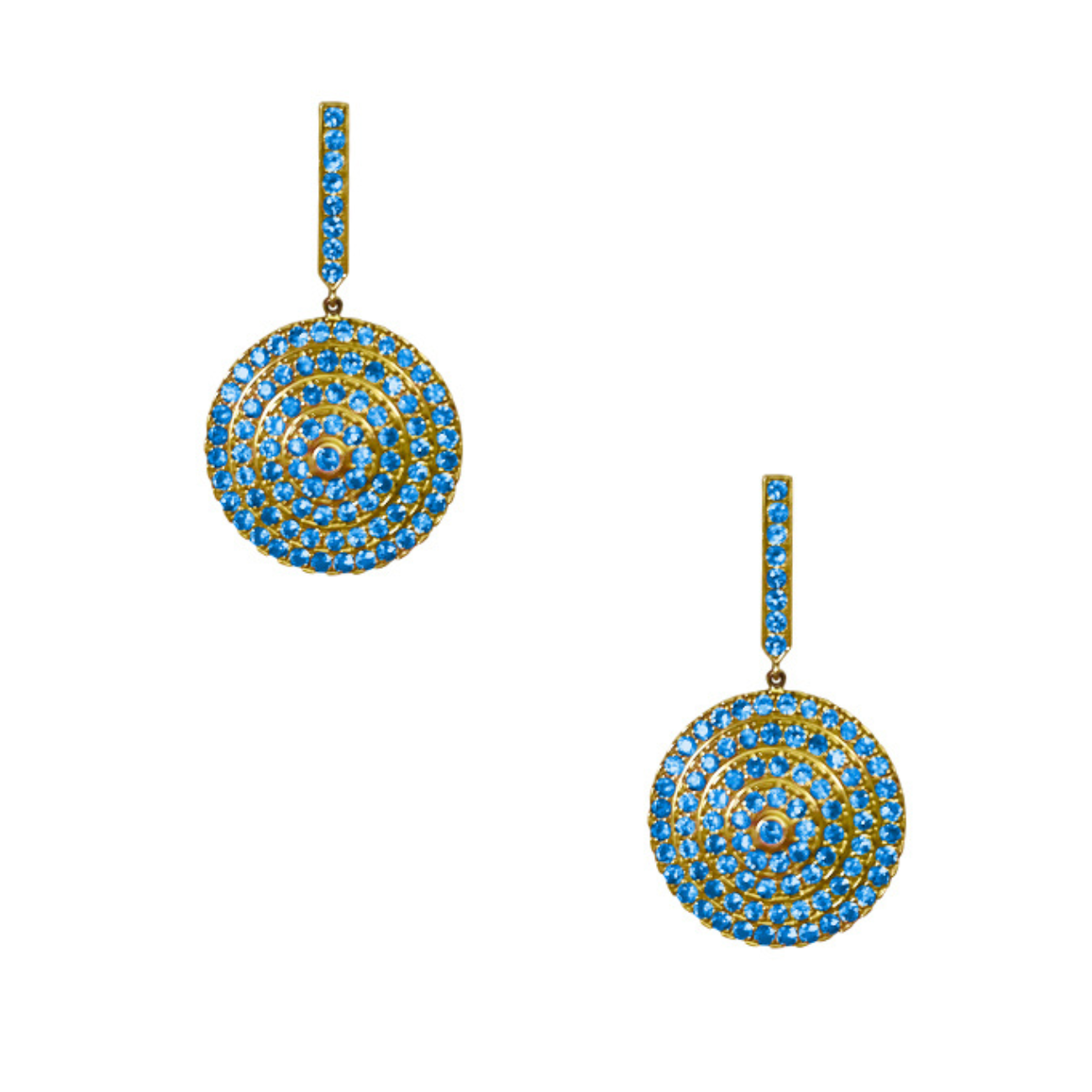 Soleil Yellow Gold Earrings with Blue Sapphire
