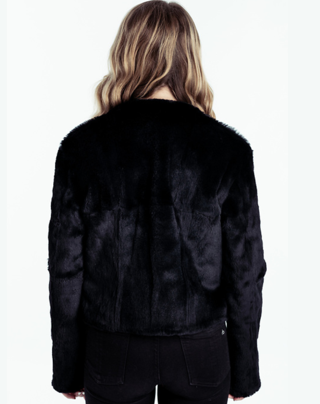 Taitum Long Tie Jacket Black Faux Fur