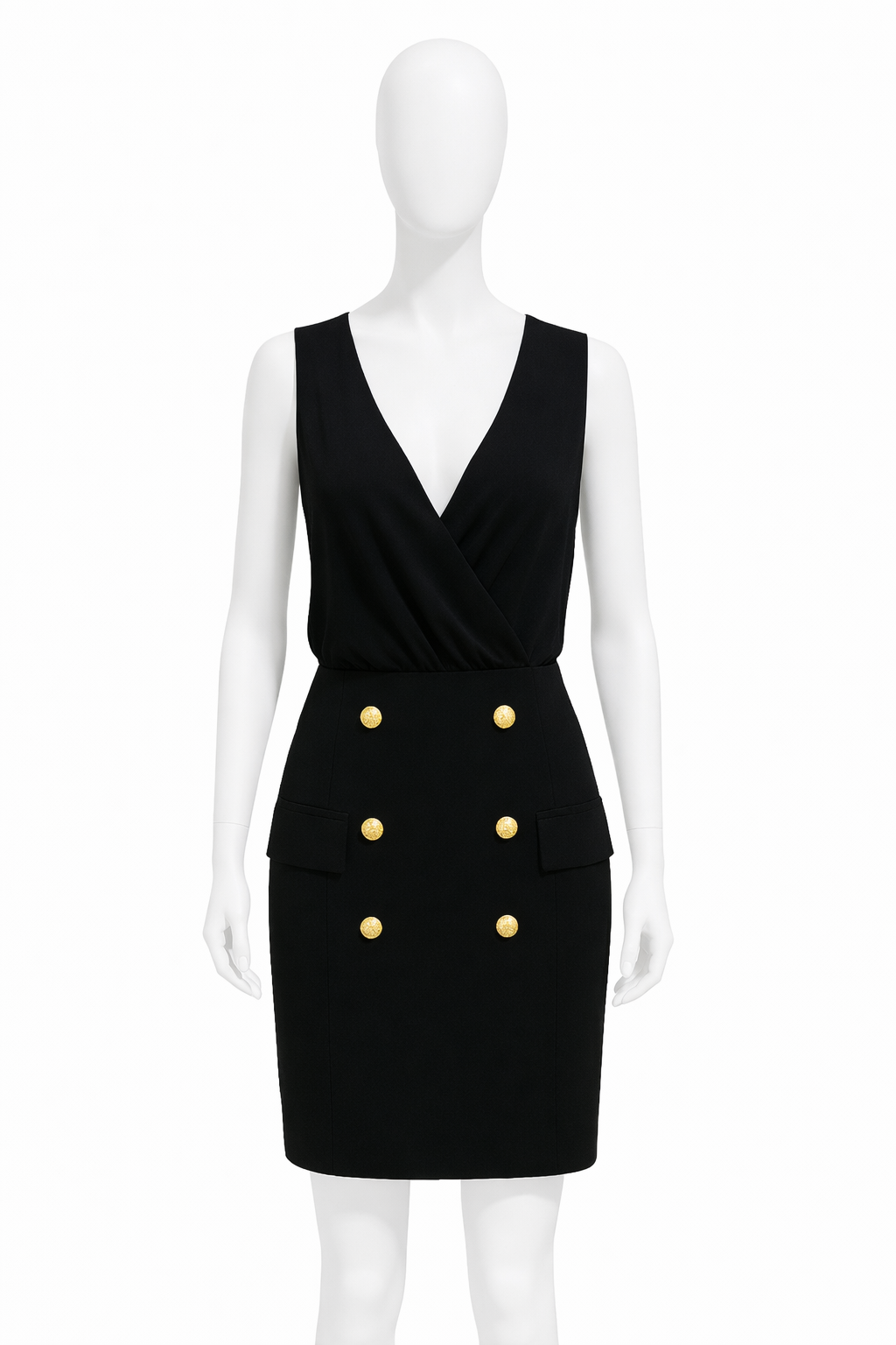 Pierre Balmain Gold Embellished Buttoned Dress Women's Dress Black : 36 (US 4) Pierre Balmain Gold Embellished Buttoned Dress Women's Dress Black : 36 (US 4)