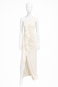 givenchy cream dress Givenchy Women's Sliced Long Dress in Crepe Cady - Ivory