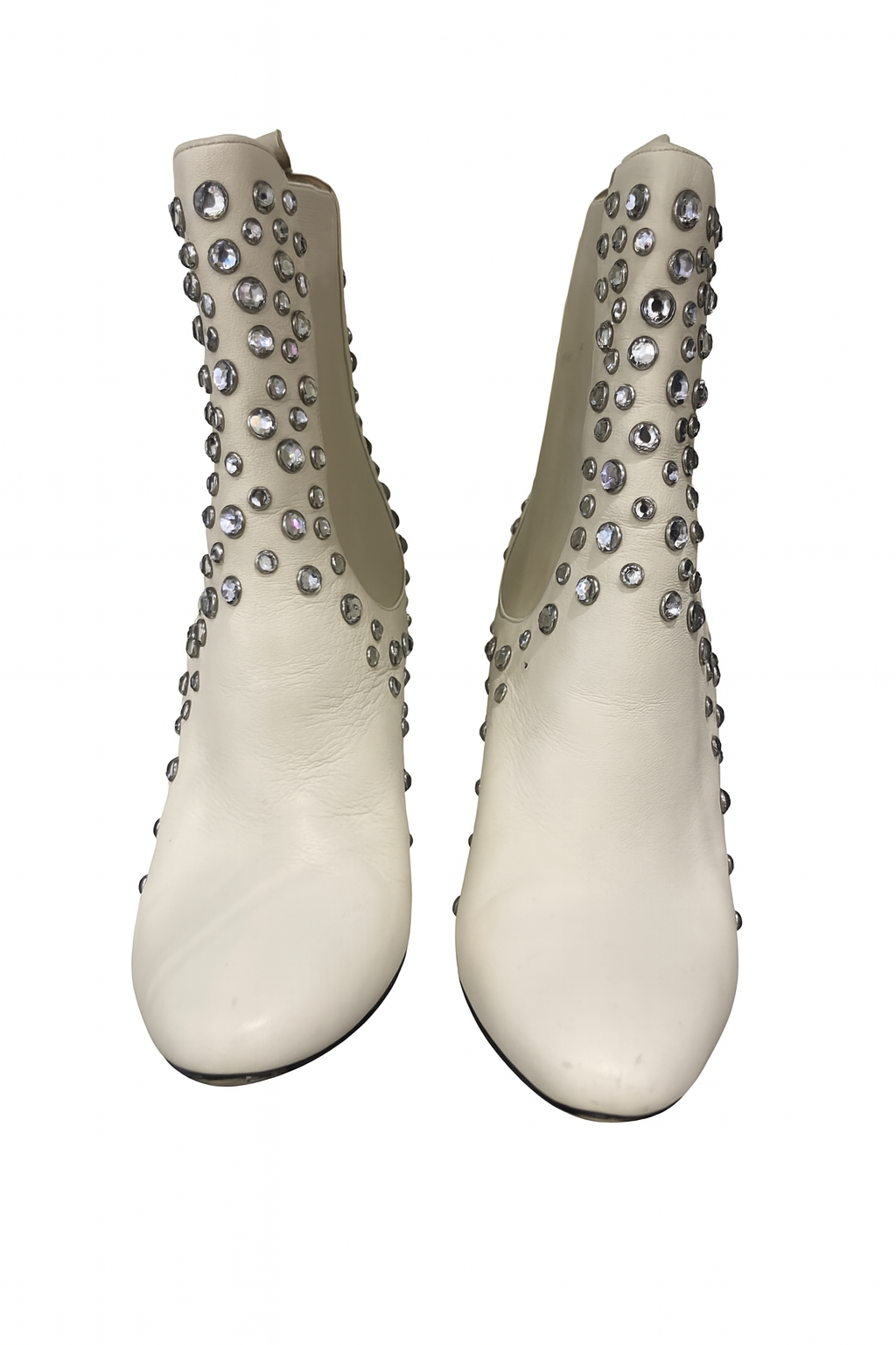 Tamara Mellon Cream Gem Embellished Boots