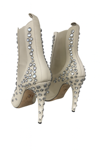 Tamara Mellon Cream Gem Embellished Boots