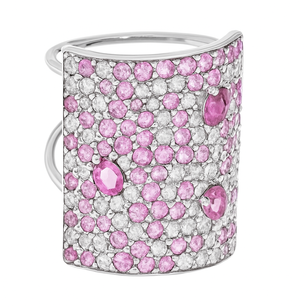 Stardust Ring White Diamond and Pink Sapphire