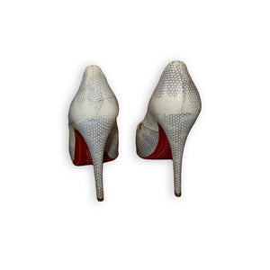 Christian Louboutin Python Peep-Toe Heels – Size US 8