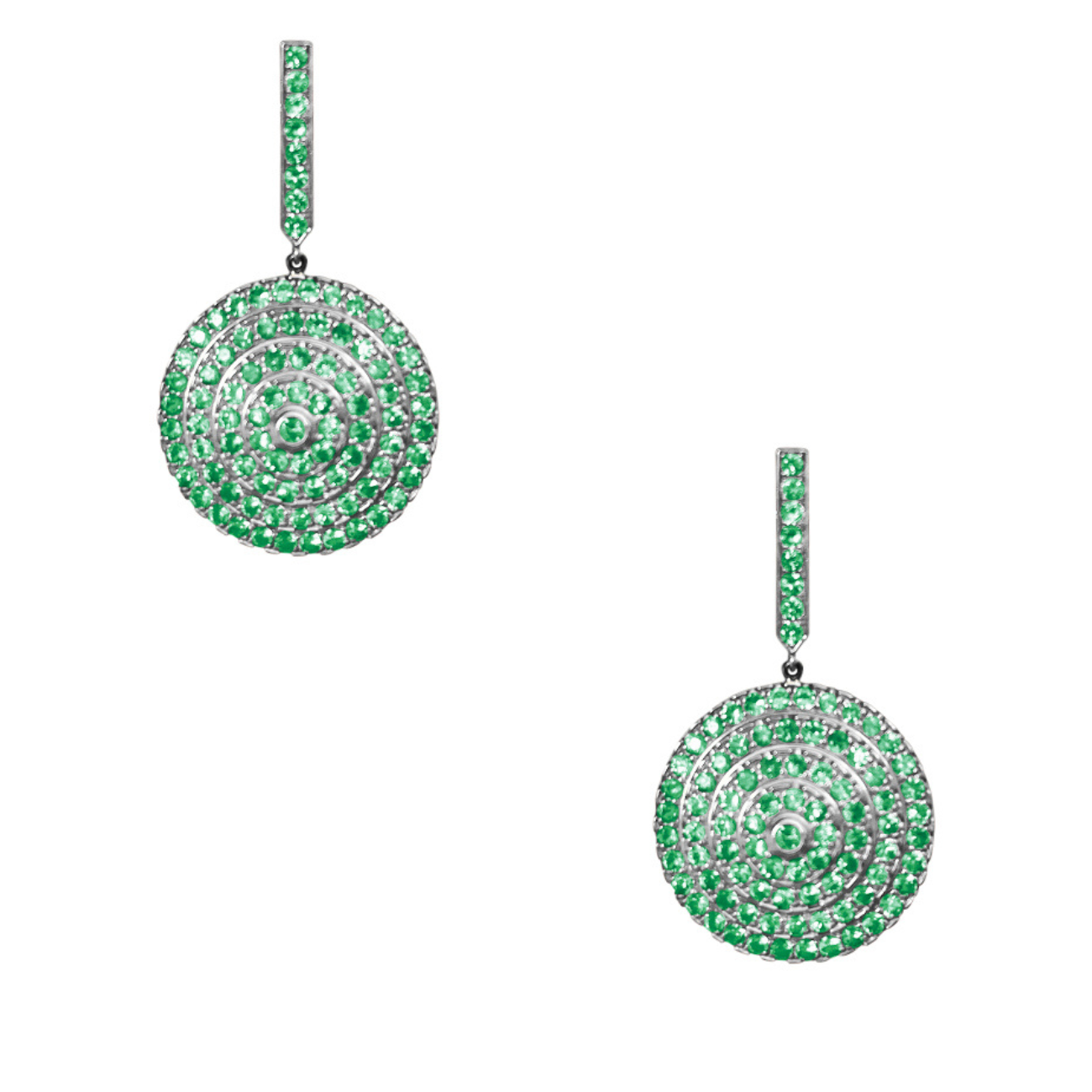 Soleil Silver Earrings with Emerald