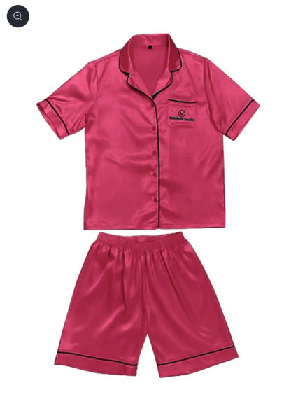 Meredith Marks Short Pink Pajamas with Black Piping
