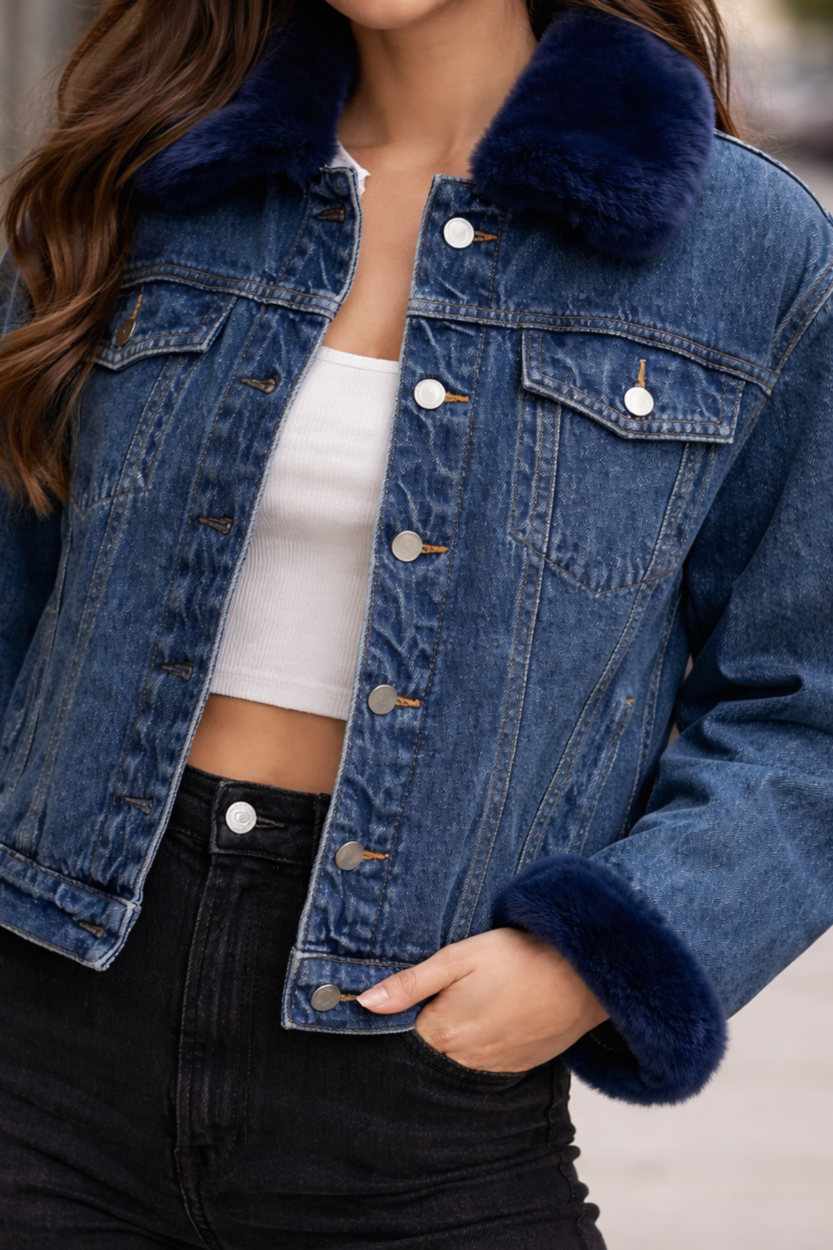 Moritz Denim and Faux Fur Jacket – Meredith Marks