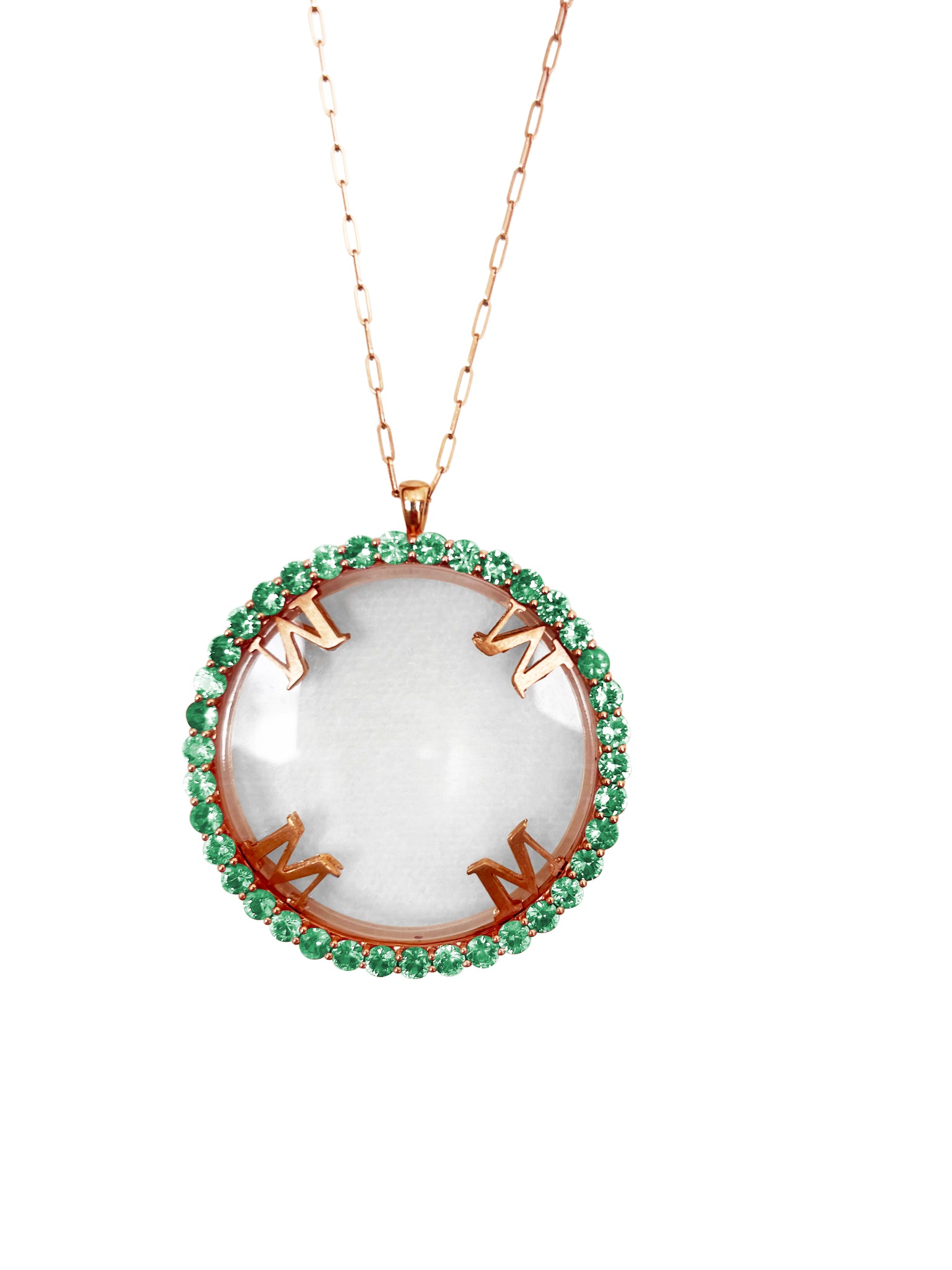Magnifique Necklace Rose Gold with Emerald