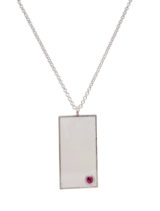 Kameron 2-Sided Enamel Necklace White with Pink Tourmaline and White Topaz