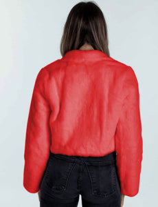 Colette Jacket Red Faux Fur