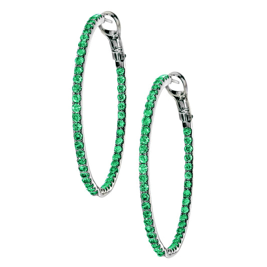 Mary Hoops Silver Emerald 2mm