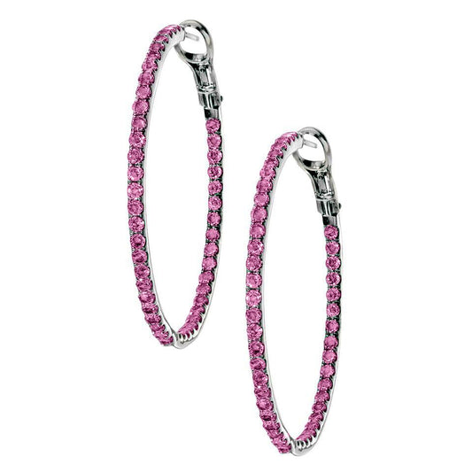 Mary Hoops Silver Pink Sapphire 2mm