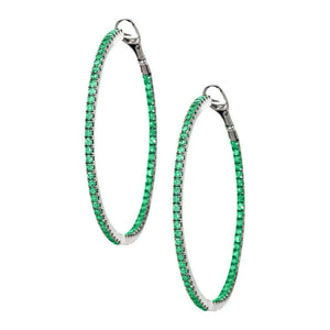 Mary Hoops Silver Emerald 1.5mm