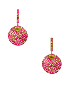 Soleil Yellow Gold Earrings with Pink Sapphire