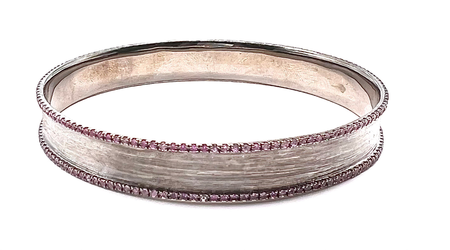 Hollie Bangle in Silver with Pink Sapphires