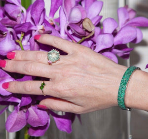 Iris Ring Rose Gold Green Amethyst Pink Tourmaline