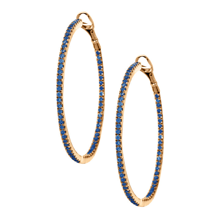 Mary Hoops Rose Gold Blue Diamond 1.5mm