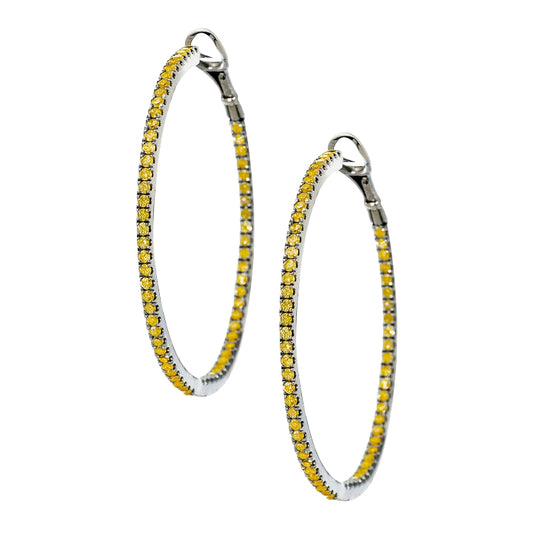 Mary Hoops Silver Yellow Sapphire 1.5mm