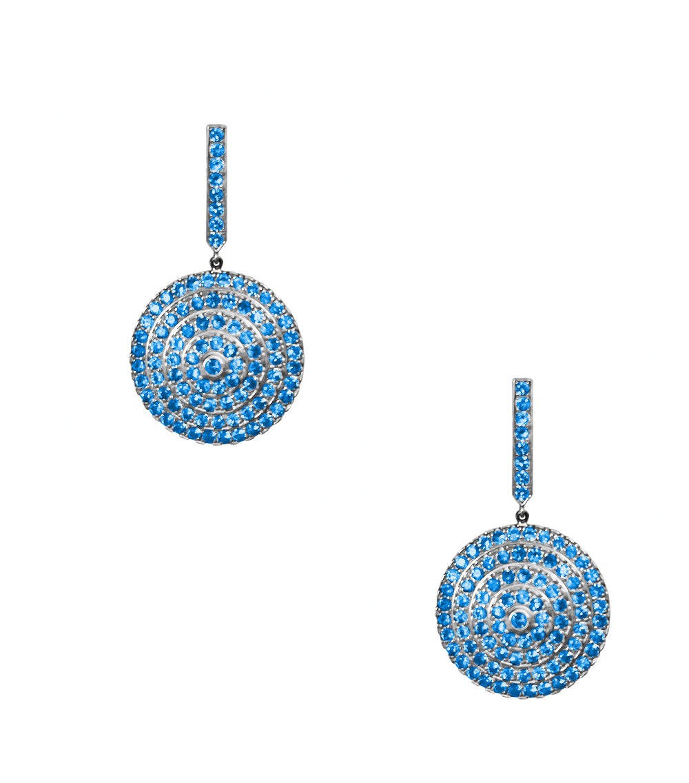 Soleil Silver Earrings with Blue Sapphire
