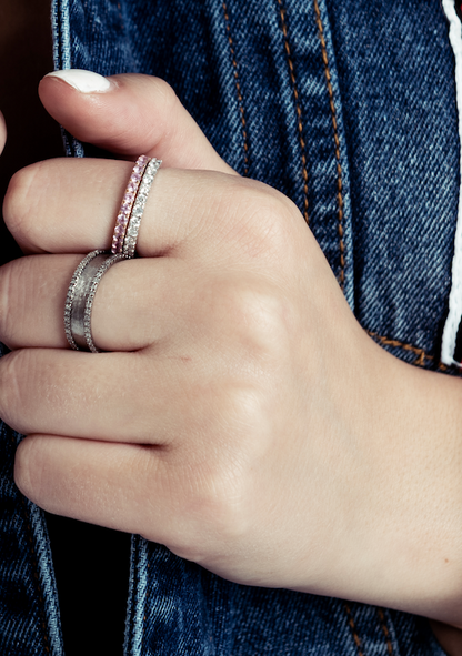 Josephine Band Rose Gold Pink Sapphire 1mm