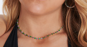 Maya Necklace Yellow Gold Emerald Tanzanite