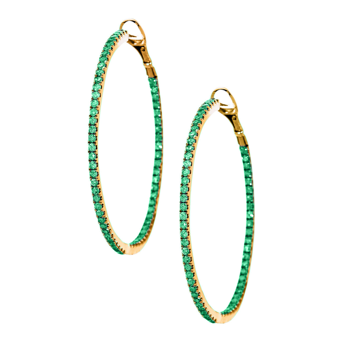 Mary Hoops Yellow Gold Emerald 1.5mm