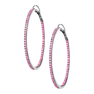 Mary Hoops Silver Pink Sapphire 1.5mm