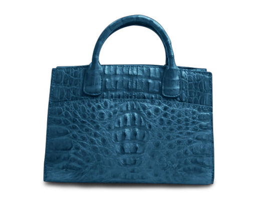 Cora Crocodile Bag in Blue Stone