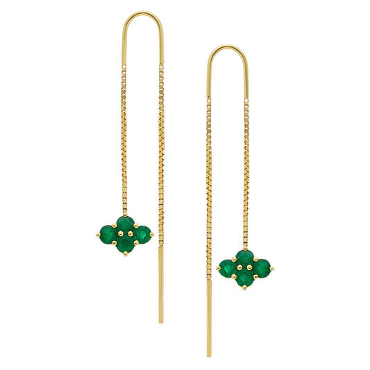 Asher 2-Sided Threaders Yellow Gold Emerald
