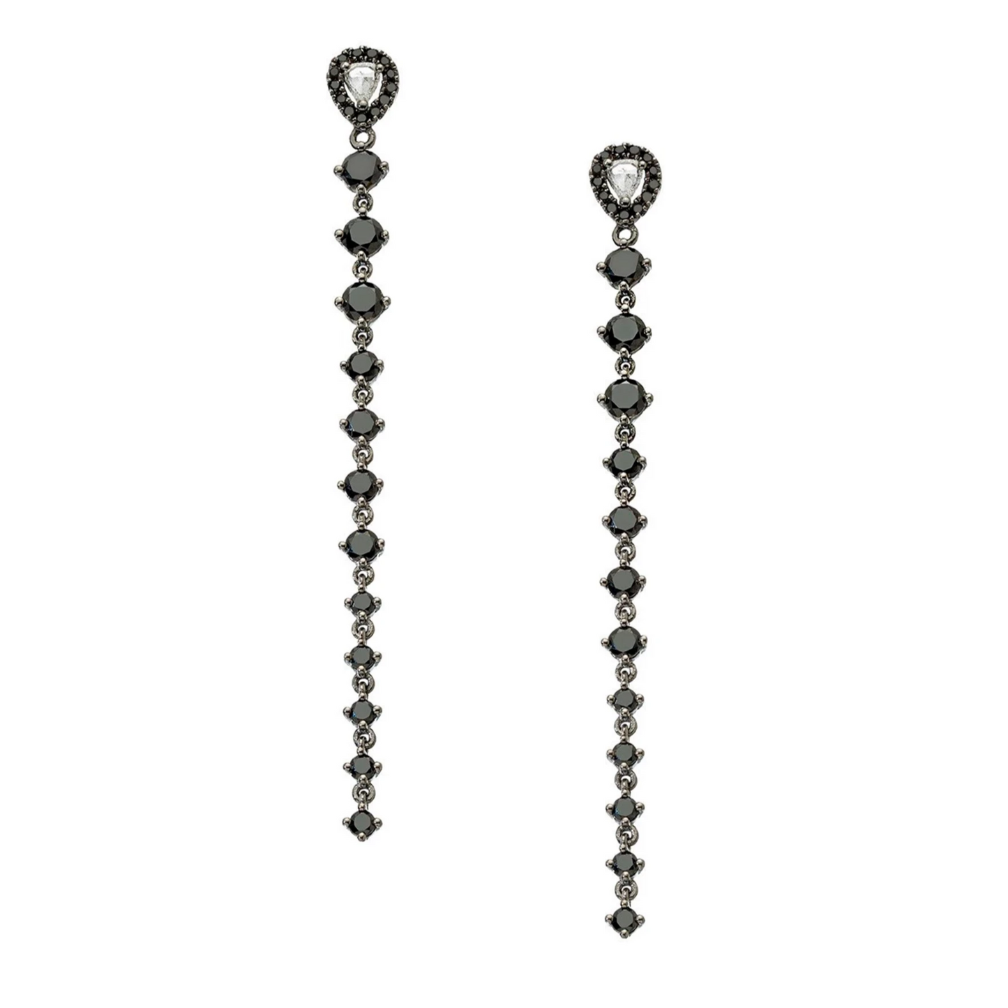 Leigh Earrings Silver Black Diamonds