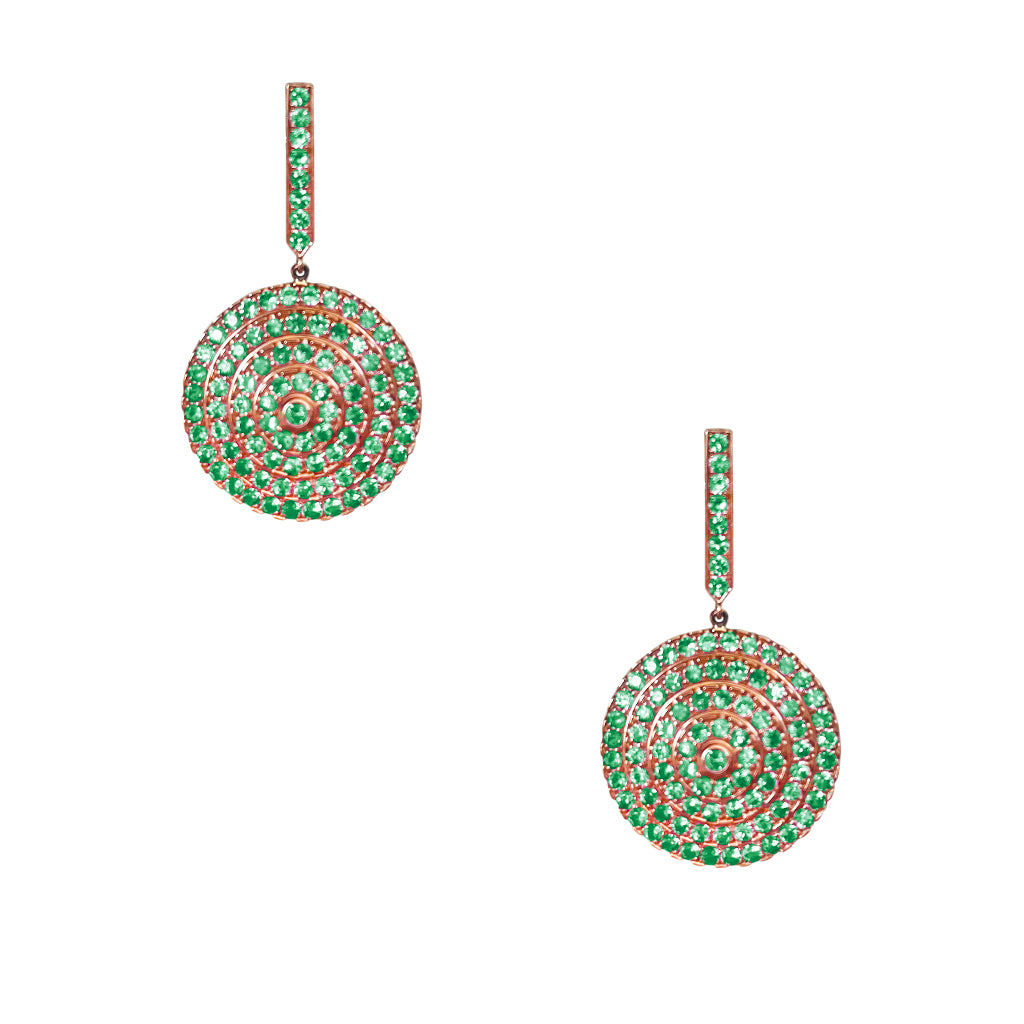 Soleil Rose Gold Earrings with Emerald