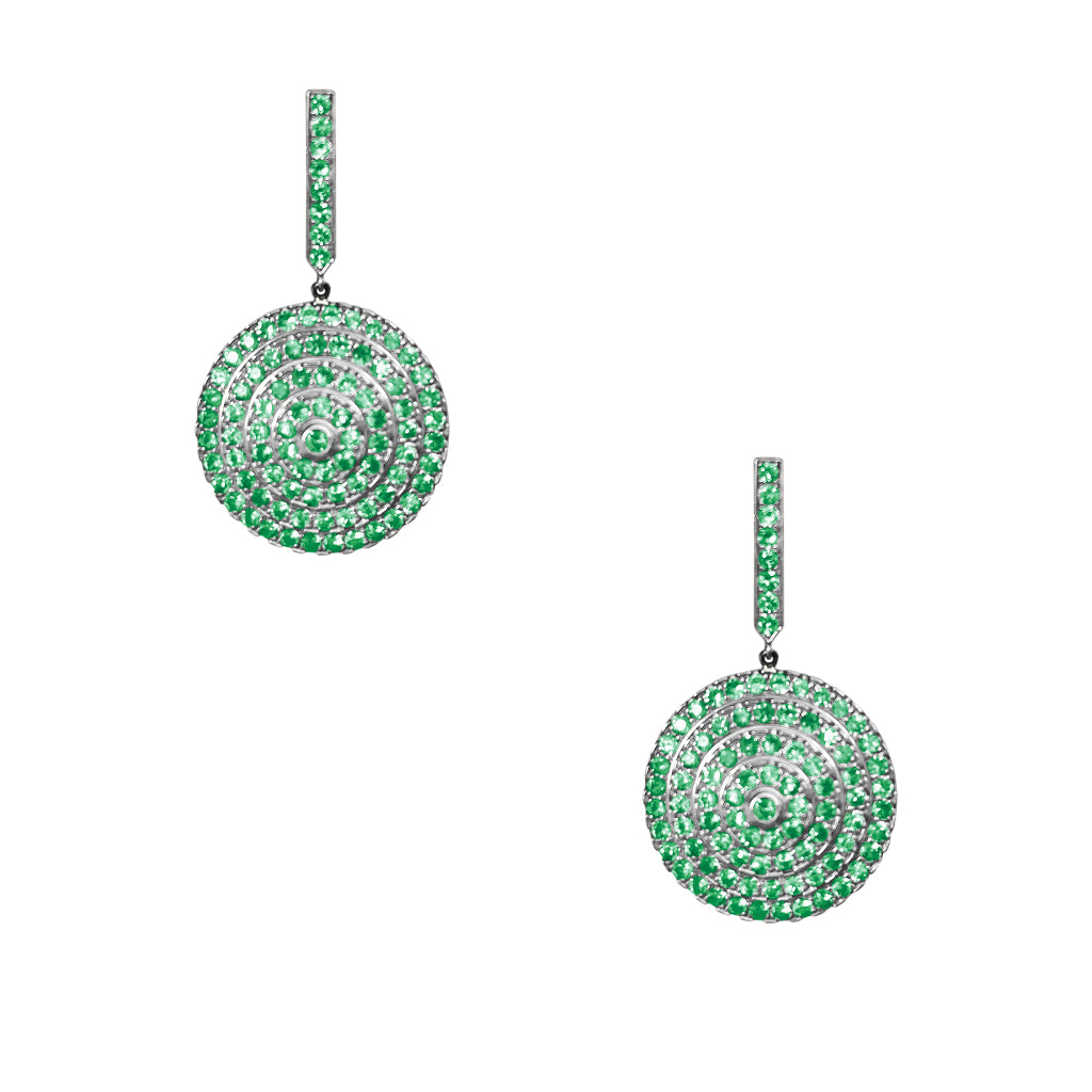 Soleil Silver Earrings with Emerald
